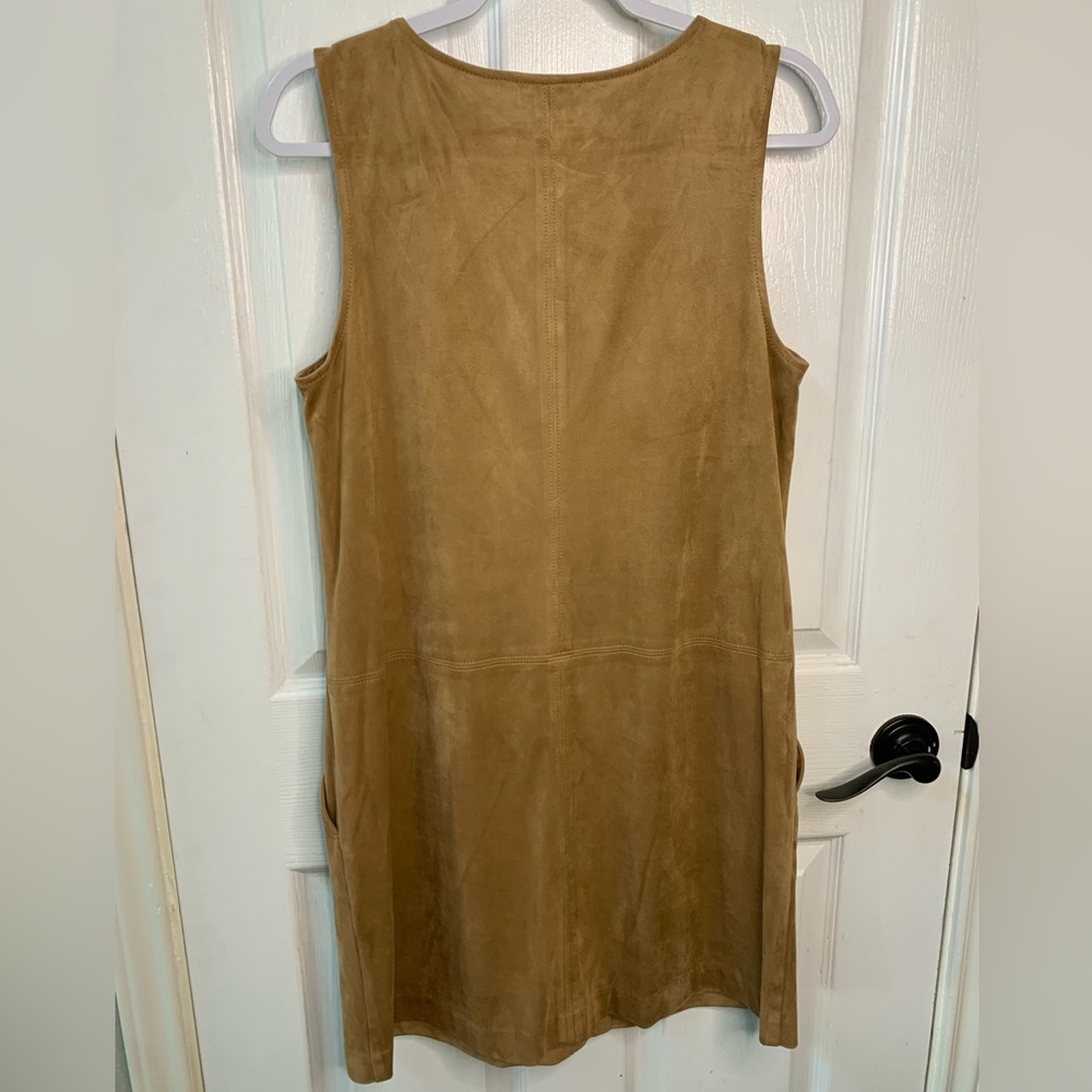 Beige Suede Maison Jules Short Dress - Picture 3 of 4
